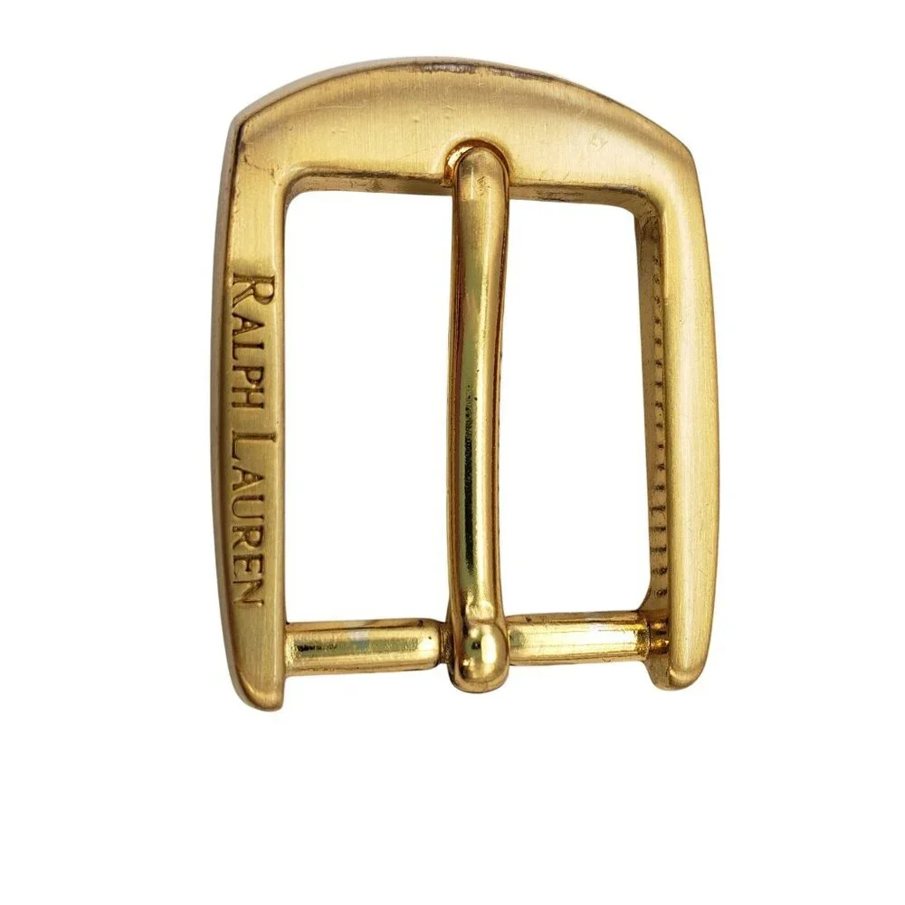 Vintage Ralph Lauren Logo Engraved Gold-Tone Belt Buckle Classic Preppy